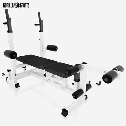 Gorilla Sports Hantelbank mit Gewichten, 170 cm Stange und Hantelset