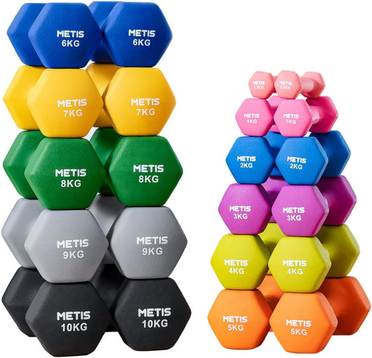 METIS Neopren Hex Hanteln Set: Vielseitige Größen für Ihr Heimtraining