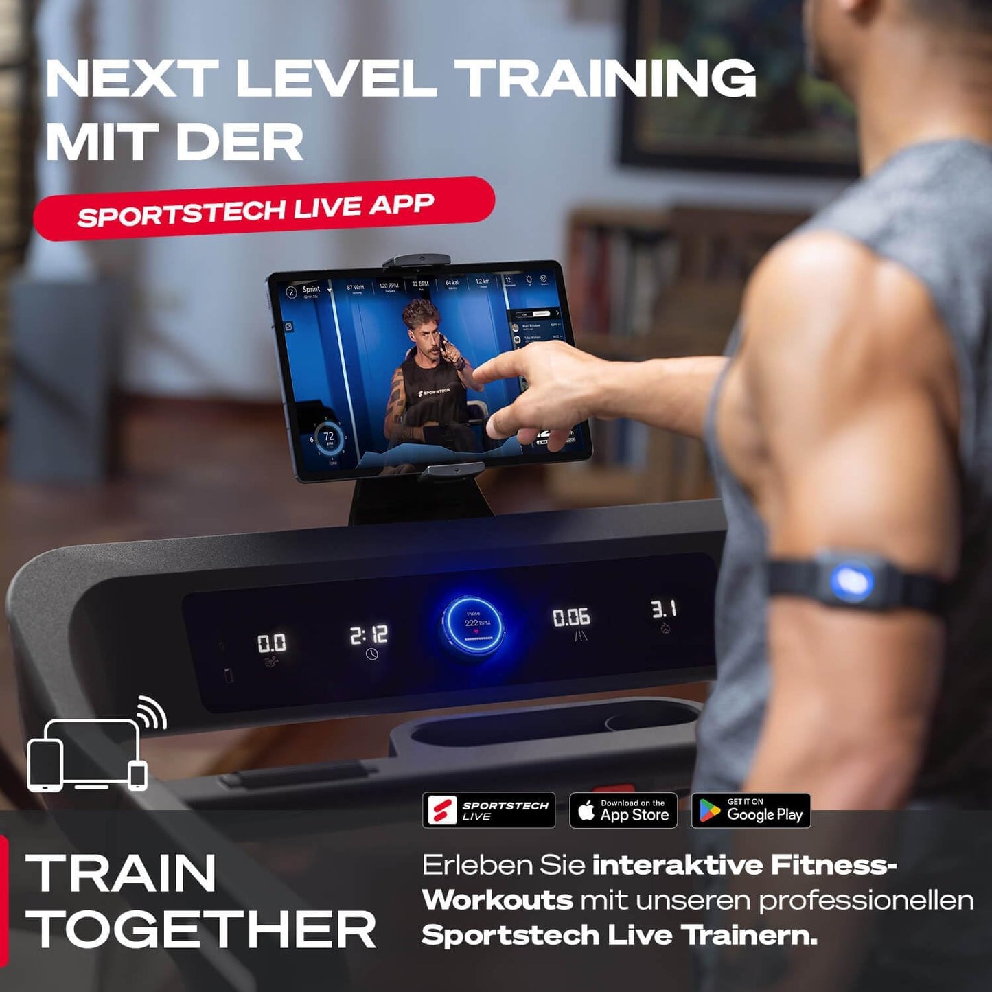 Sportstech sTread Pro/Lite: Klappbares Laufband mit 20 km/h, 17 % Steigung und 7 PS Motor