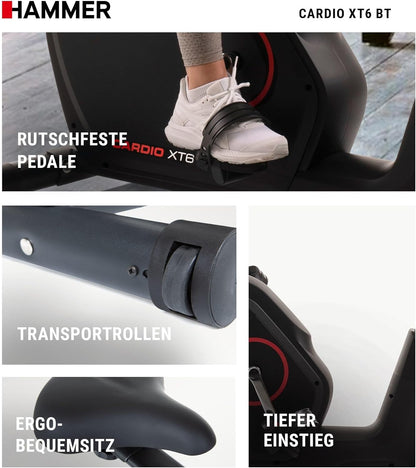 Hammer Cardio XT6/XT7 Ergometer Heimtrainer Fahrrad mit Bluetooth & App