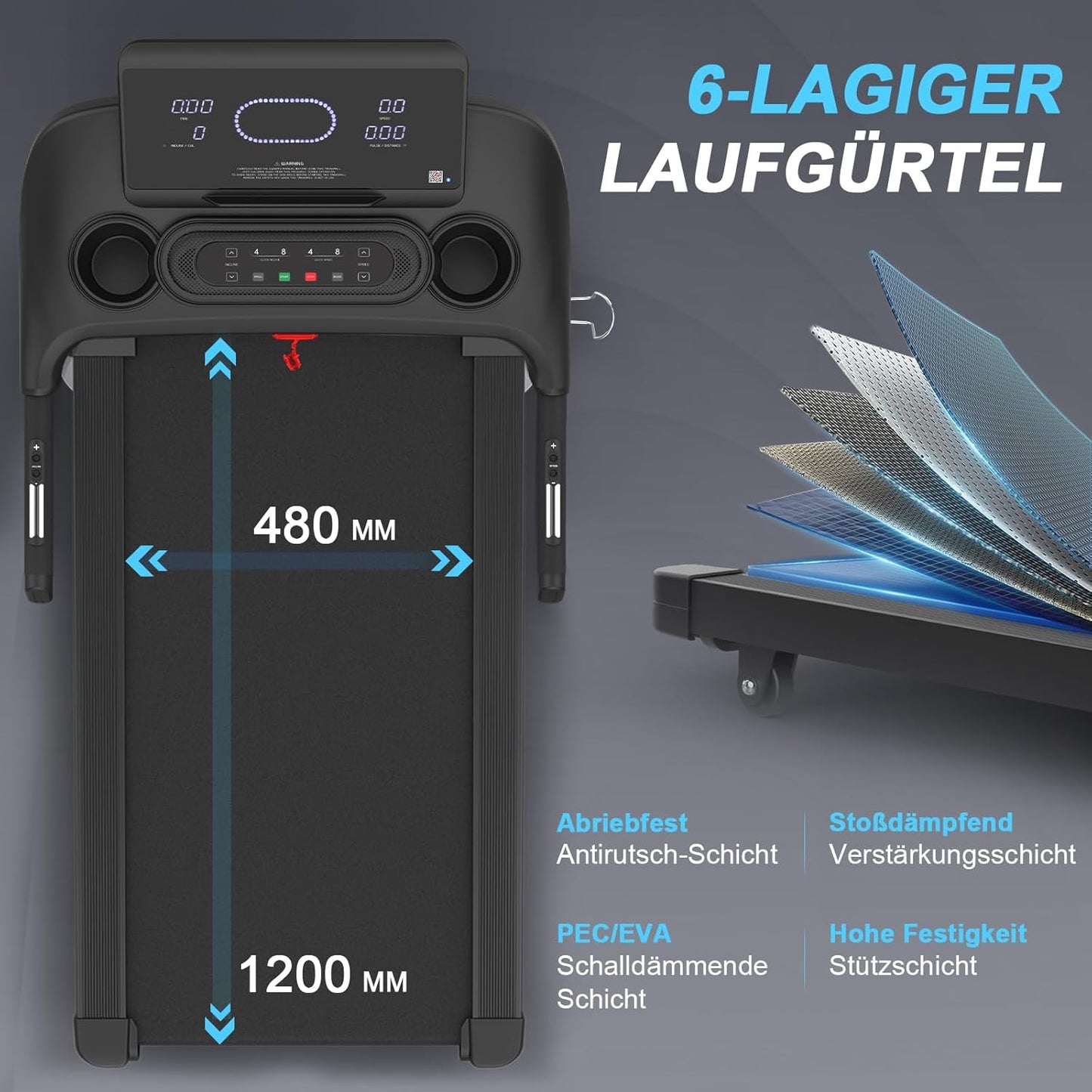 Kitopa Laufband: Hochgeschwindig, 7 PS, große Lauffläche, klappbar