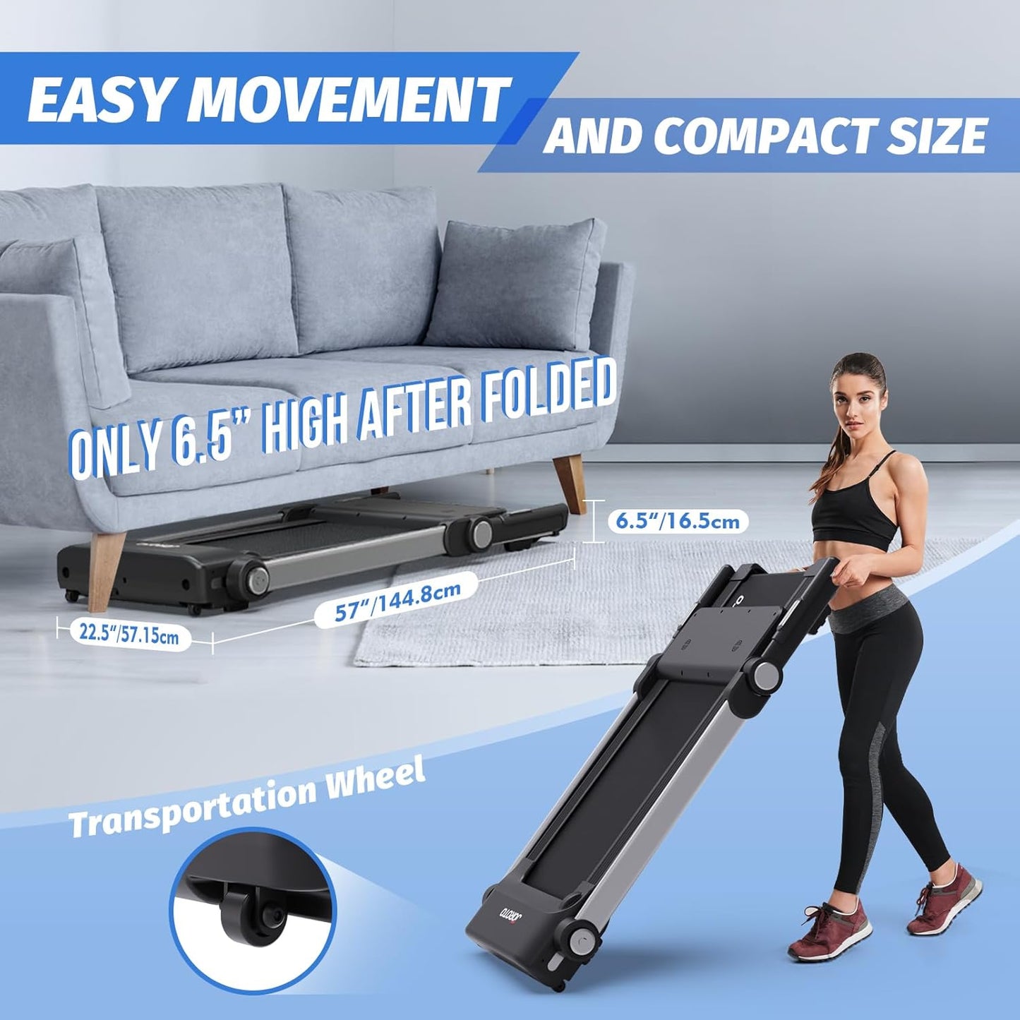 JOROTO Klappbares Laufband für Zuhause – Fitness-Laufband mit App & LED