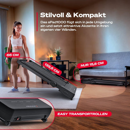 Sportstech sPad500 Laufband: Faltbar mit Steigung für Zuhause
