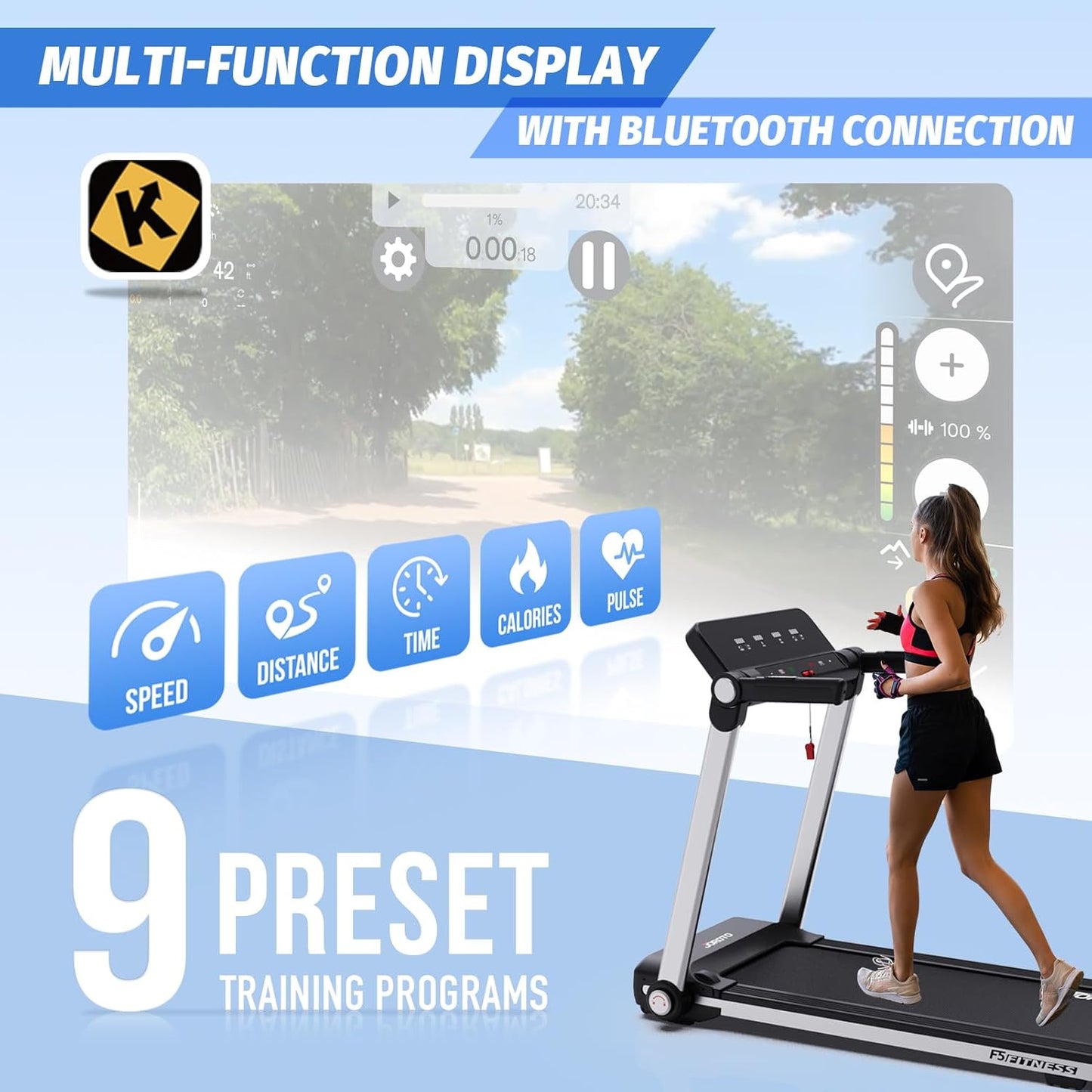 JOROTO Klappbares Laufband für Zuhause – Fitness-Laufband mit App & LED