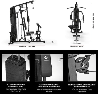 FitEngine Kraftstation: Komplettes Home Gym mit 67 kg Gewichten