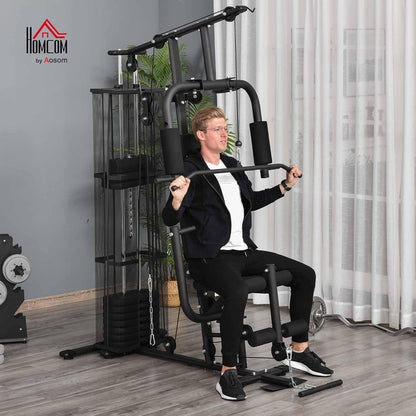 HOMCOM Kraftstation: Multifunktional mit Latzug, Butterfly und 45 kg Gewichten