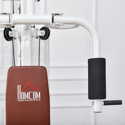 HOMCOM Multistation: Kraftstation mit Latzug, Butterfly & 45 kg Gewichten