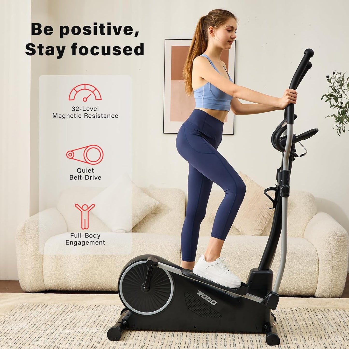 TODO 2-in-1 Heimtrainer Crosstrainer: Leiser Magnetischer Ellipsentrainer mit App