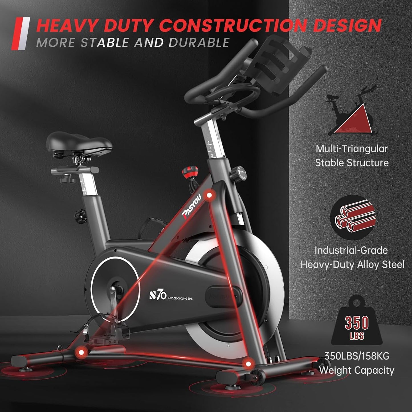 PASYOU S70 Indoor Cycling Bike - Heimtrainer Fahrrad mit RPM Monitor